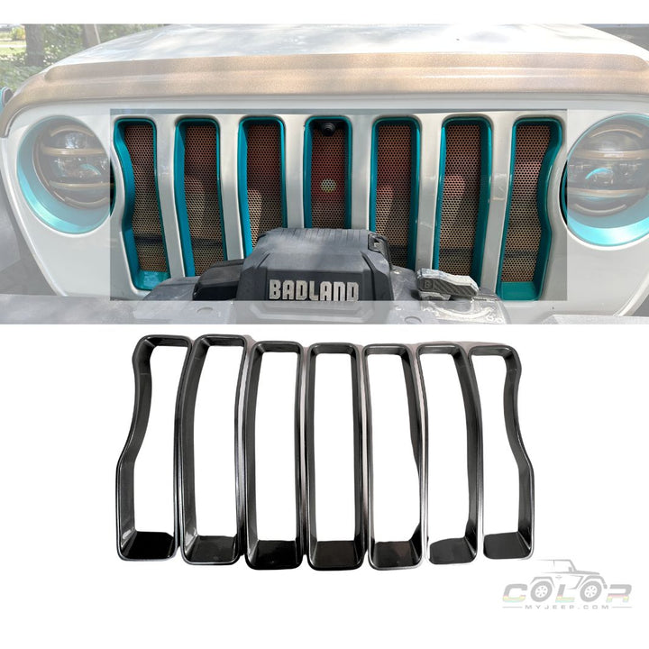 Front Grille 7 Slot Bezel Surround Accent Cover Trim Set JL, JLU, Jeep Wrangler, JT, Gladiator 2018-2023 See Full Description to Confirm Fit!