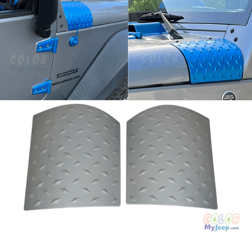 CMJ Exterior Trim JK, JKU Wrangler 2007-2018 Body Hood Armor Outer Cowl Accent Covers Exterior Jeep Trim Diamond Plate
