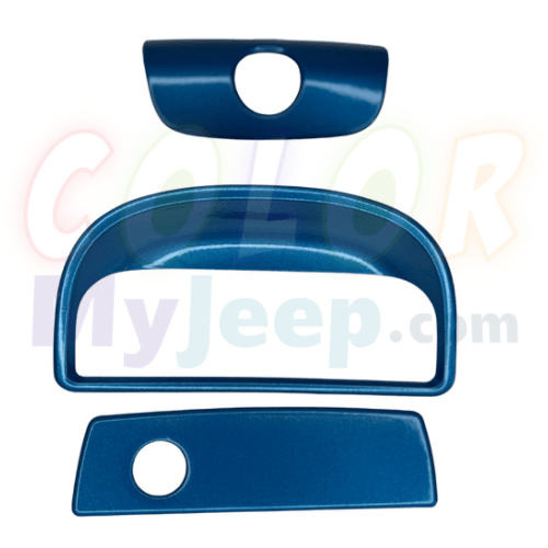 CMJ Interior Trim BLUE Surf Blue Pearl PQD JK, JKU, 2011-2018 Jeep Wrangler,  Front Console  Keyhole Cover and Co-Pilot Storage Handle Interior Bezel Accent Trim 3PCS Set
